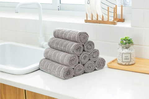HYER KITCHEN, toallas microfibra gris lattice, aptas para secar cristalería y utensilios