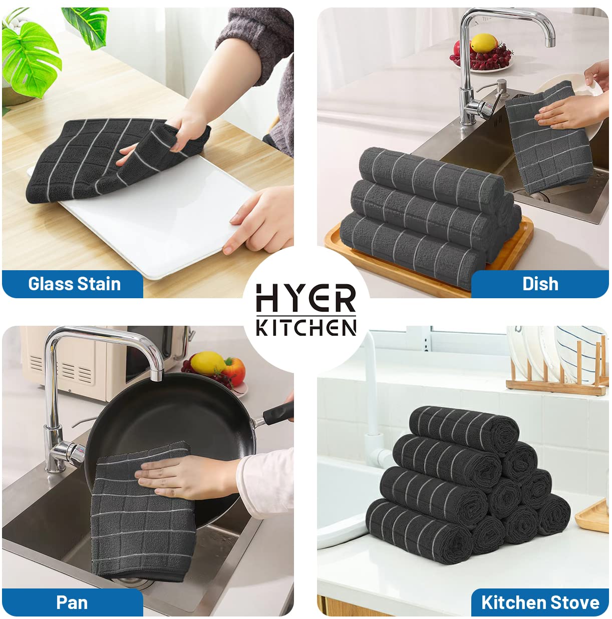 HYER KITCHEN toallas de uso diario, absorbentes y resistentes, útiles para utensilios y superficies