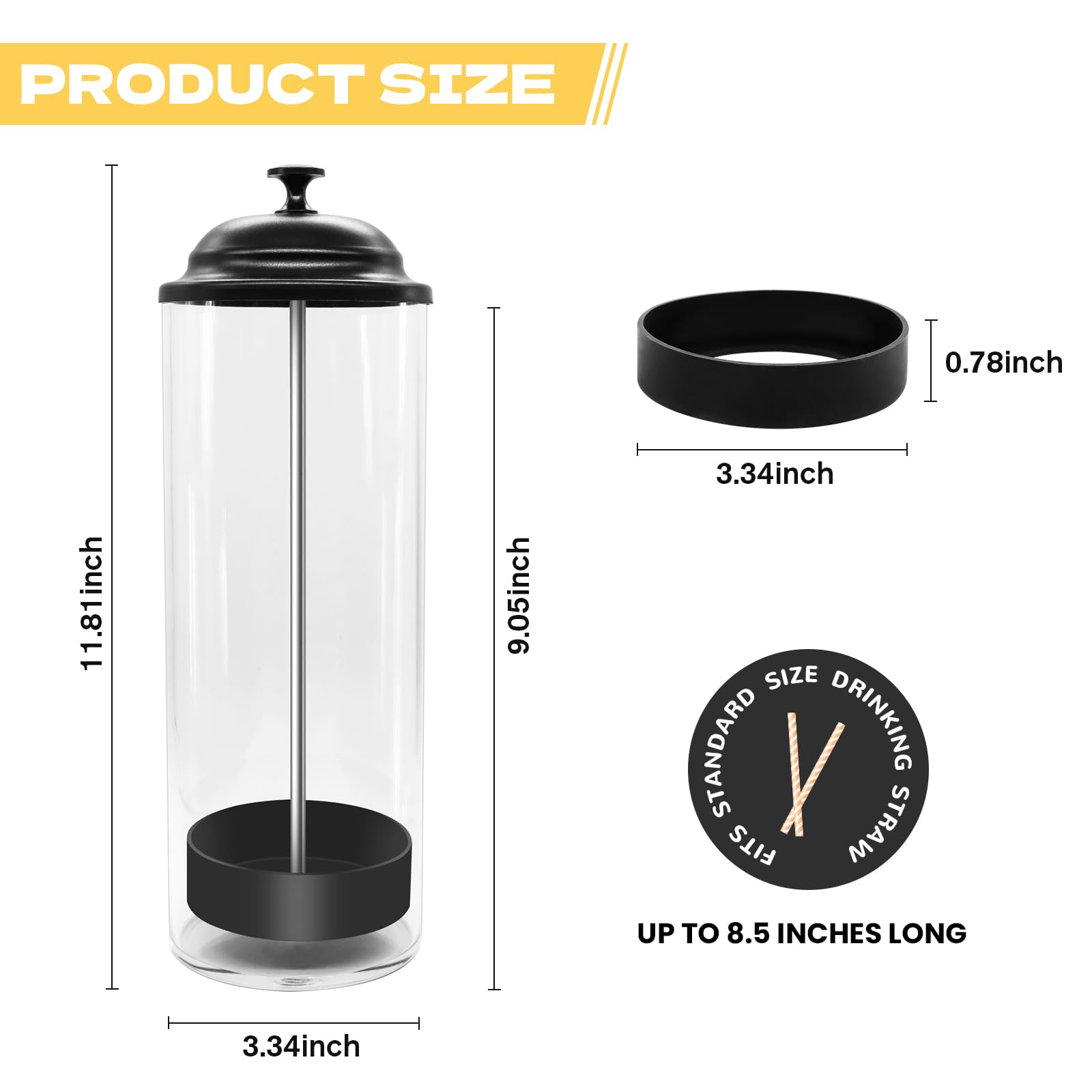 HYLEBOR dispensador pajitas anti deslizante, base removible: estable en mostradores.