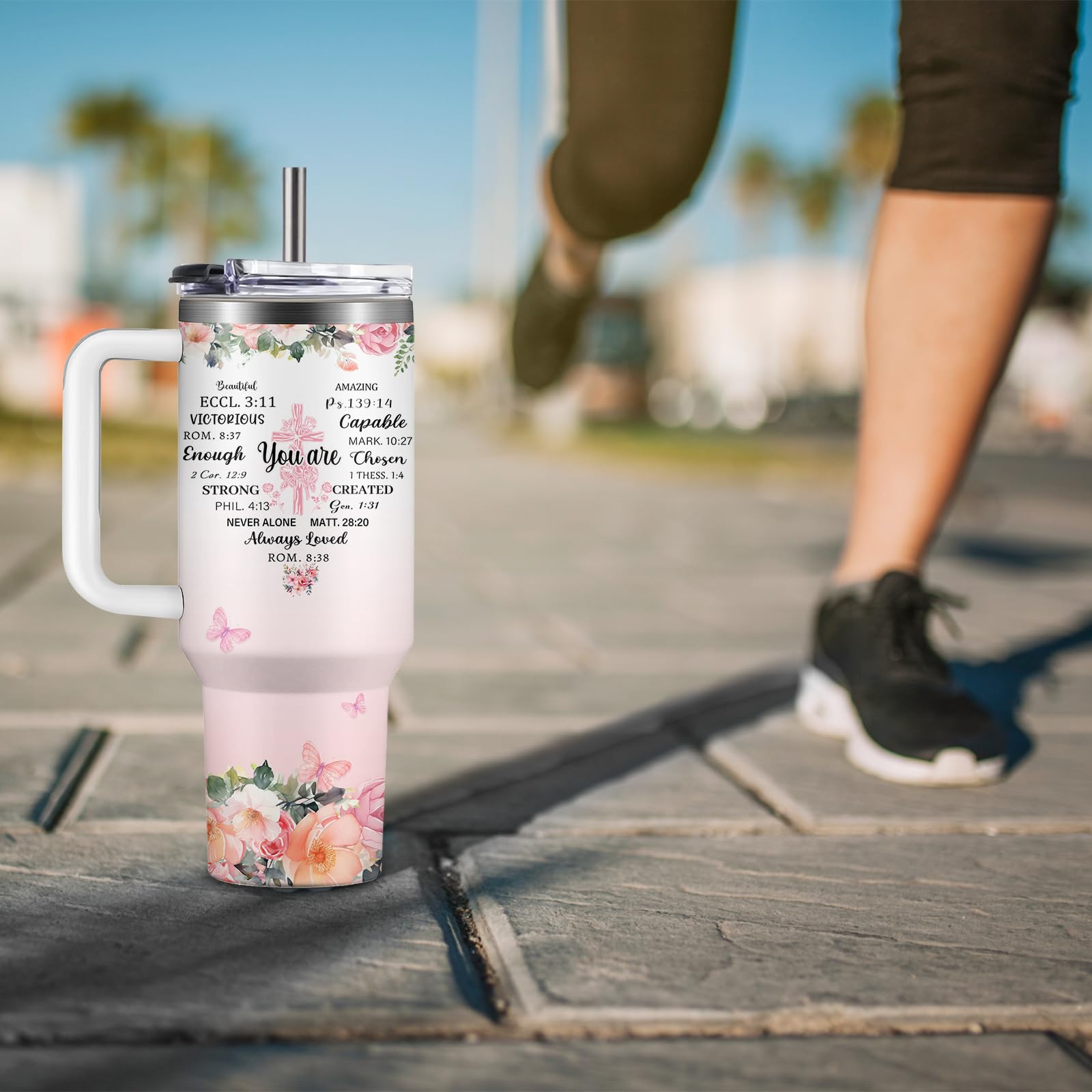 Regalo HYMONA para hermana: vaso térmico de 40 onzas con verso bíblico