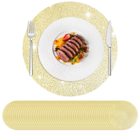 Manteles dorados desechables de Hysenm para mesa de 33 cm, limpieza rápida.