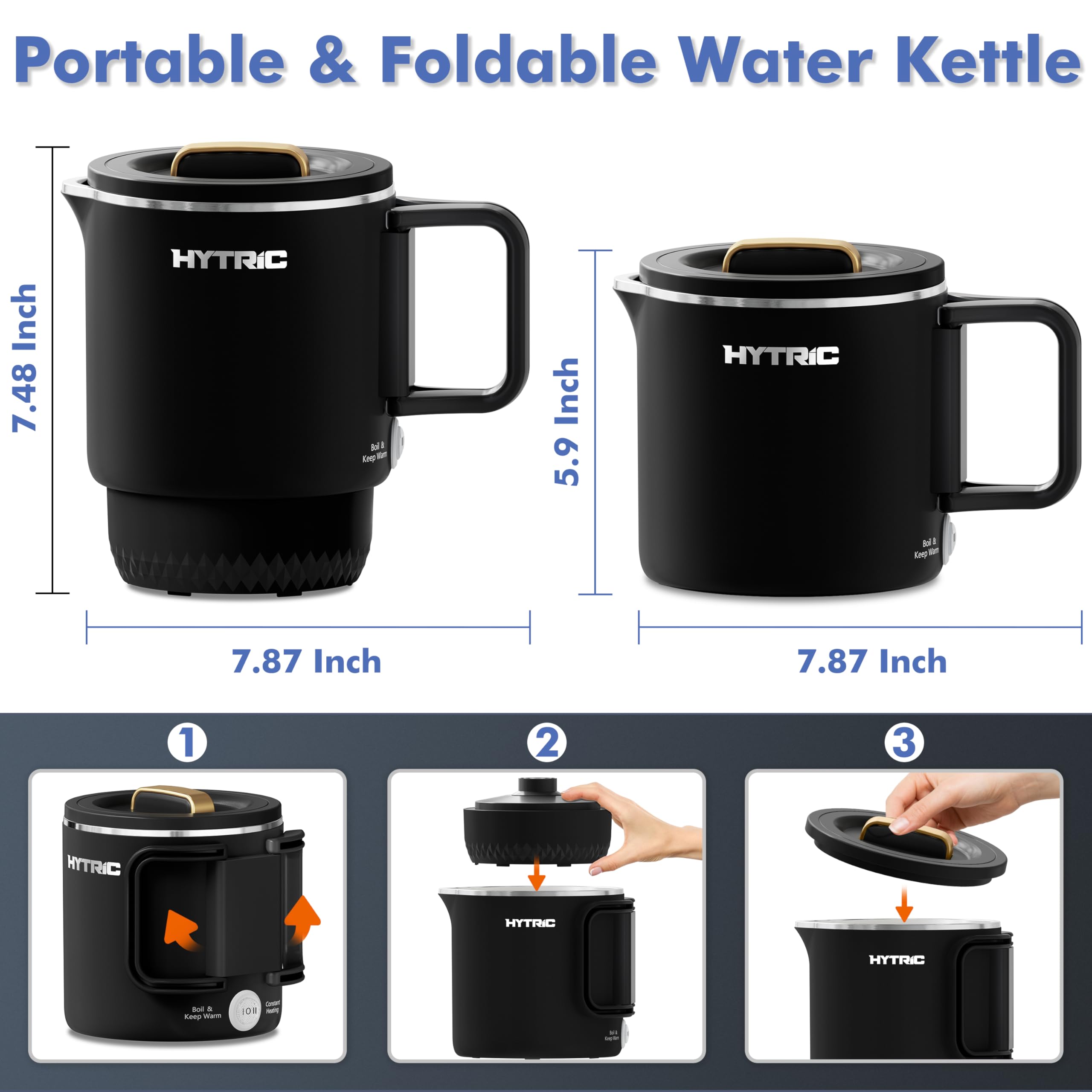 HYTRIC hervidor eléctrico portátil, doble modo, ideal para té en ruta