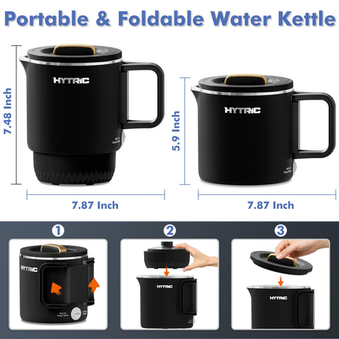 HYTRIC hervidor eléctrico portátil, doble modo, ideal para té en ruta