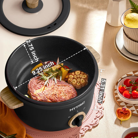 Olla Hytric de 2,5 L mostrando su capacidad para porciones familiares.