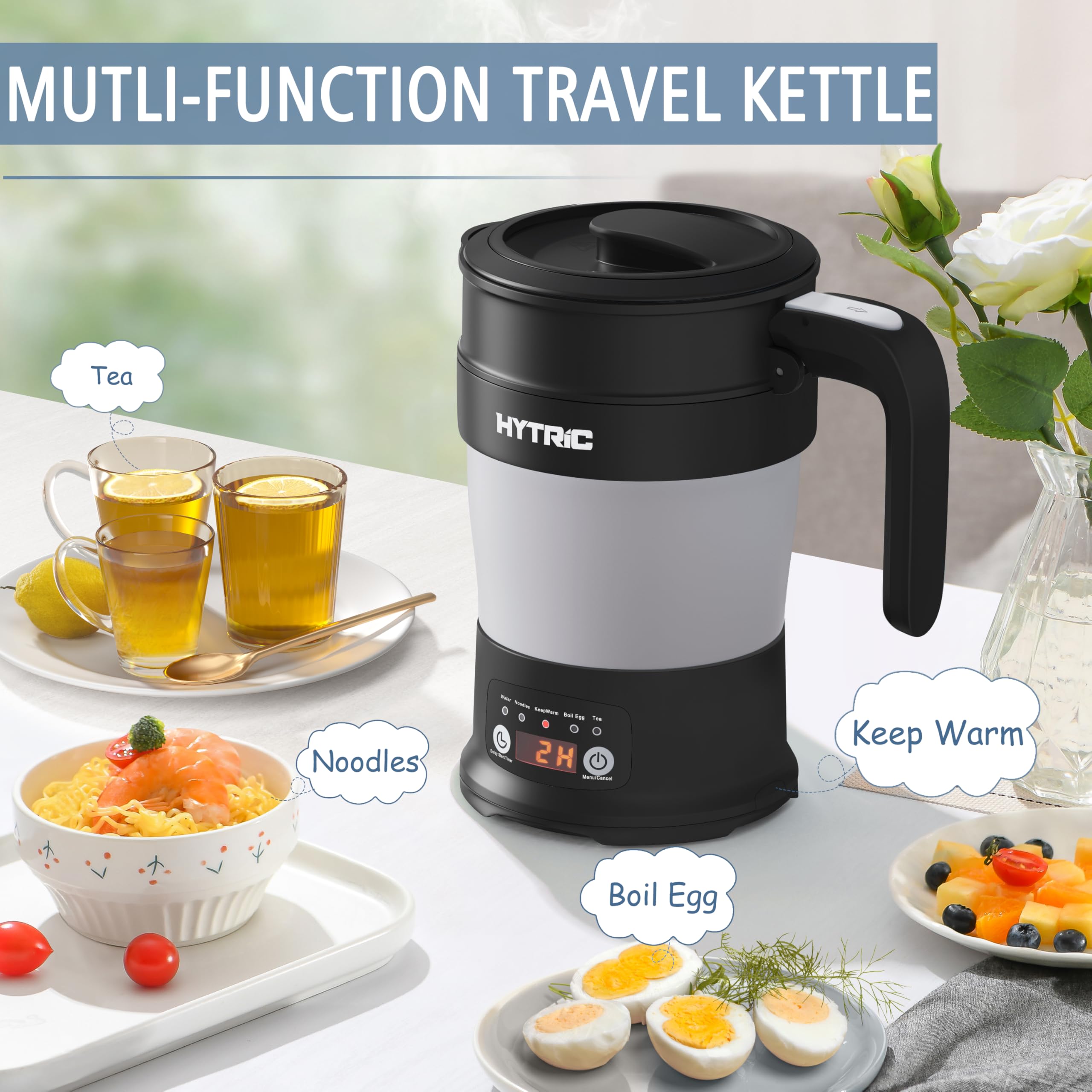 HYTRIC tetera de viaje sin BPA cuida la salud con materiales seguros.