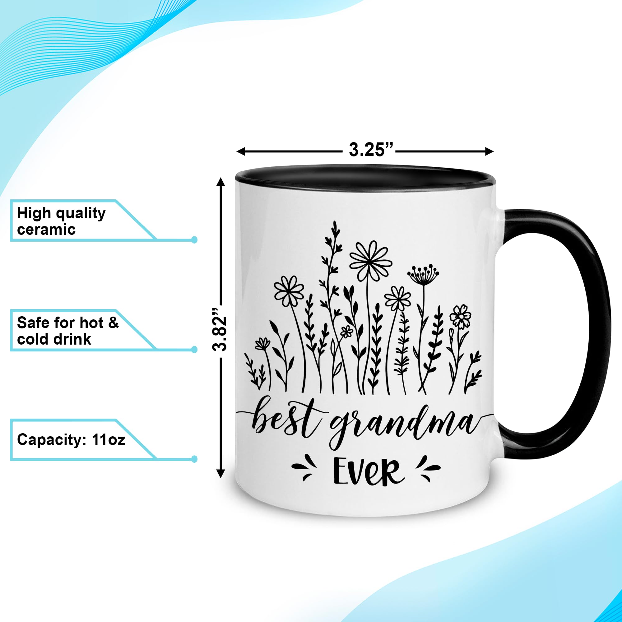 Taza Hyturtle 11 oz con mango cómodo para sostener.