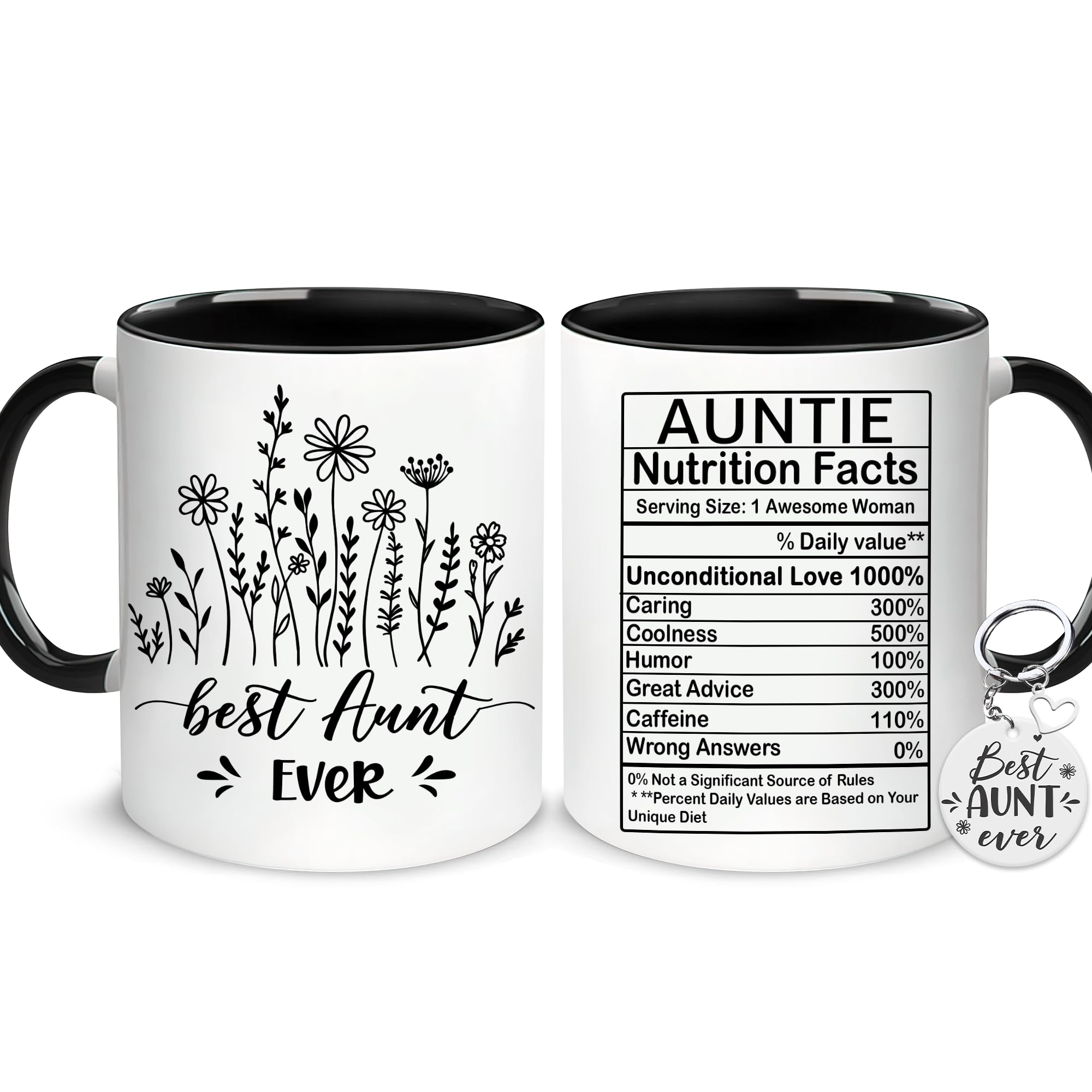 Taza de café de la tía Hyturtle 11oz con llavero, regalo especial.