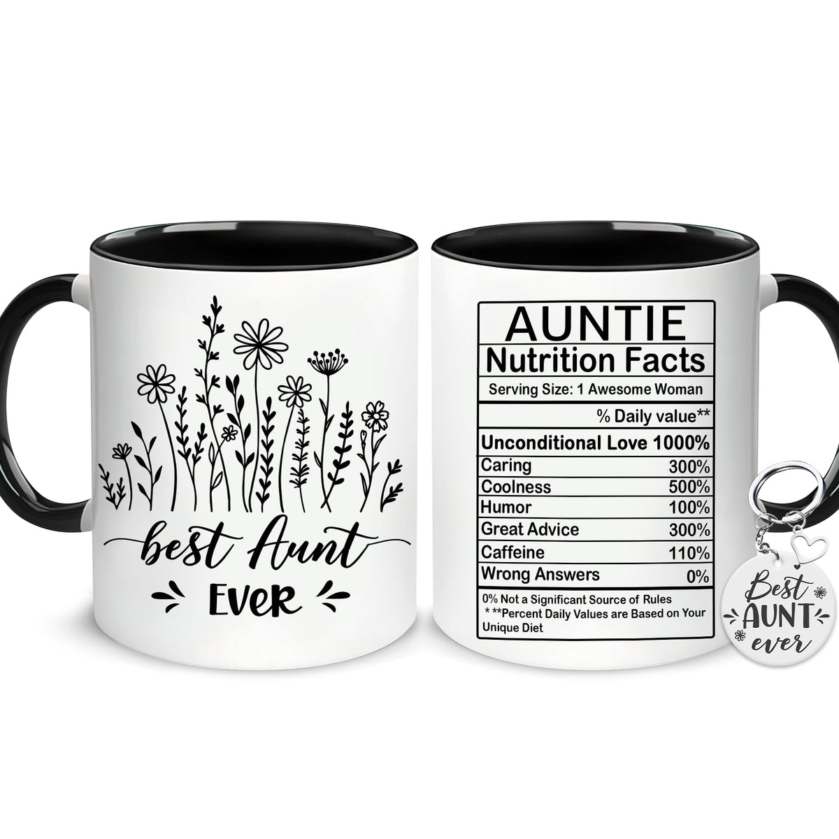 Taza de café de la tía Hyturtle 11oz con llavero, regalo especial.