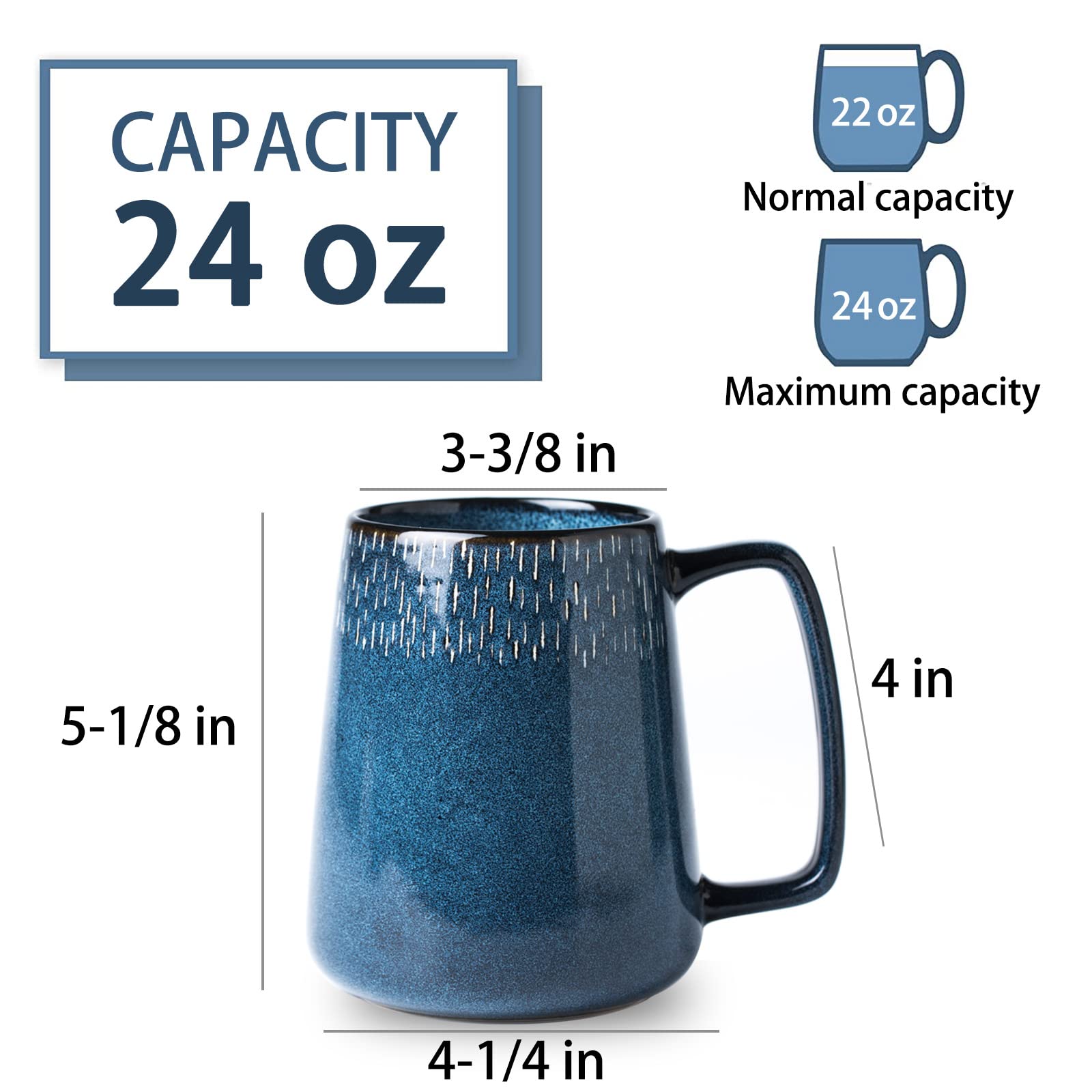 HYTYSKAR taza cerámica asa grande, agarre cómodo para té o café