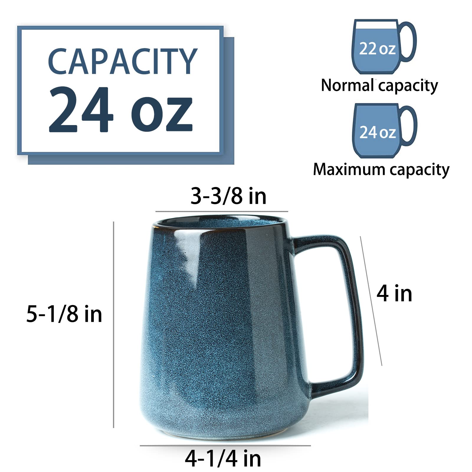 HYTYSKAR taza cerámica con manija grande, agarre cómodo