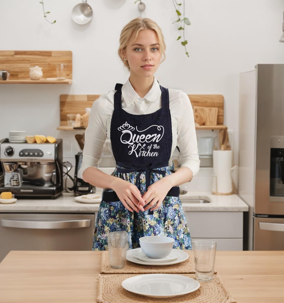 HYVOROS delantal con diseño vintage floral añade estilo en la cocina o el jardín