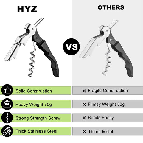 hyz destapador de vino acero inoxidable, duradero para uso diario