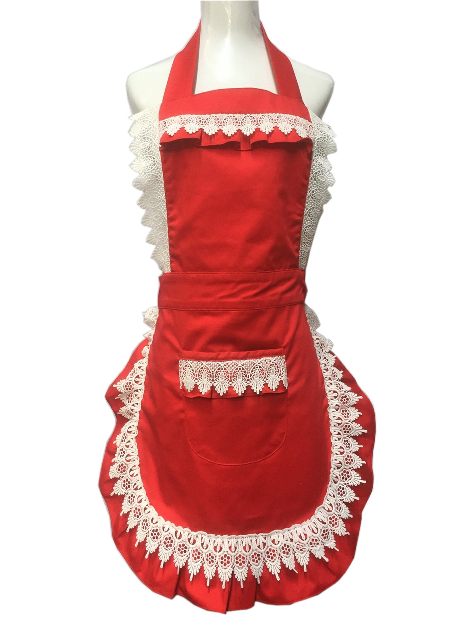 Delantal Hyzrz para cocina con bolsillo rojo, práctico para llaves y teléfono.