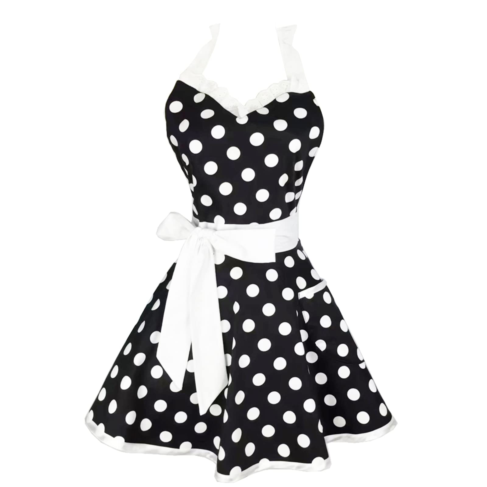 Delantal Hyzrz Dulce Corazón Retro negro, estilo vintage para cocinar en casa