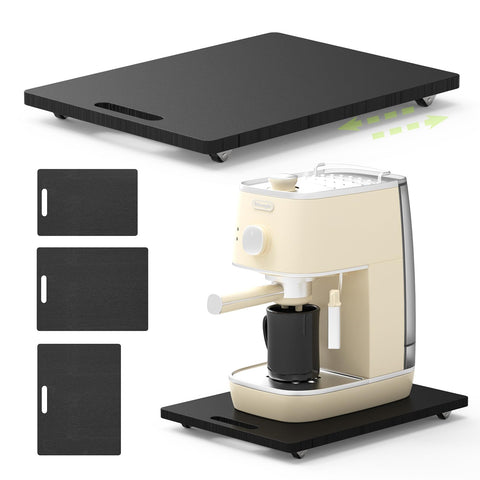 HzTinT Bandeja deslizante de bambú para cafetera con ruedas suaves y acceso rápido.