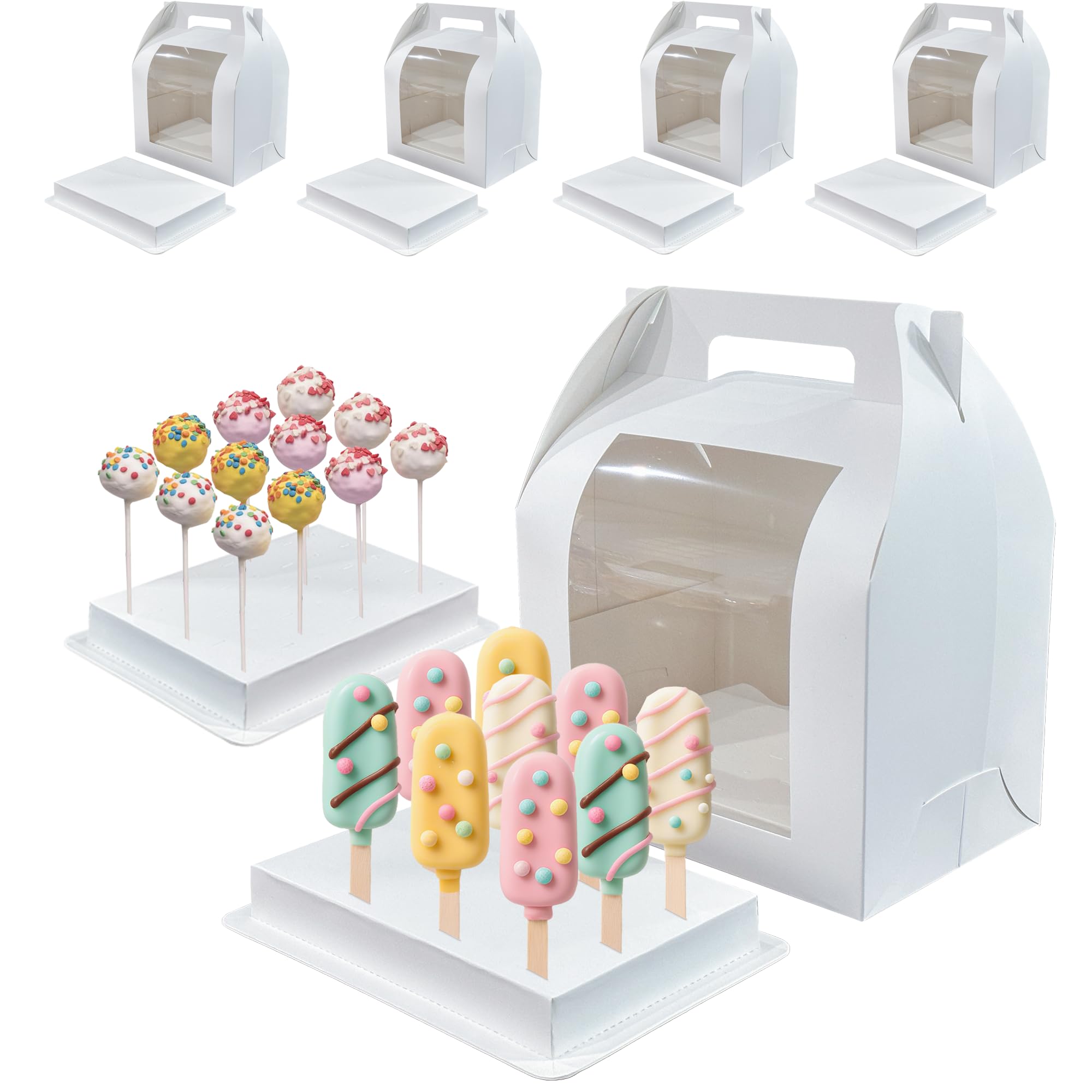 Hzzycaxli caja porta-pasteles con ventana para exhibir postres de forma atractiva