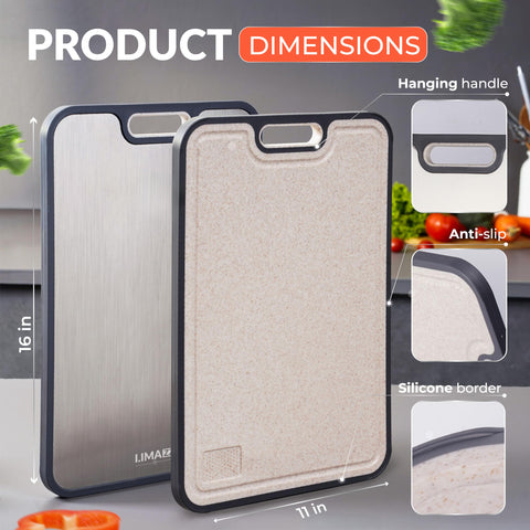 I.IMAZZ Tablero Titanio 16x11, dos peladores ergonómicos para pelar frutas y verduras.