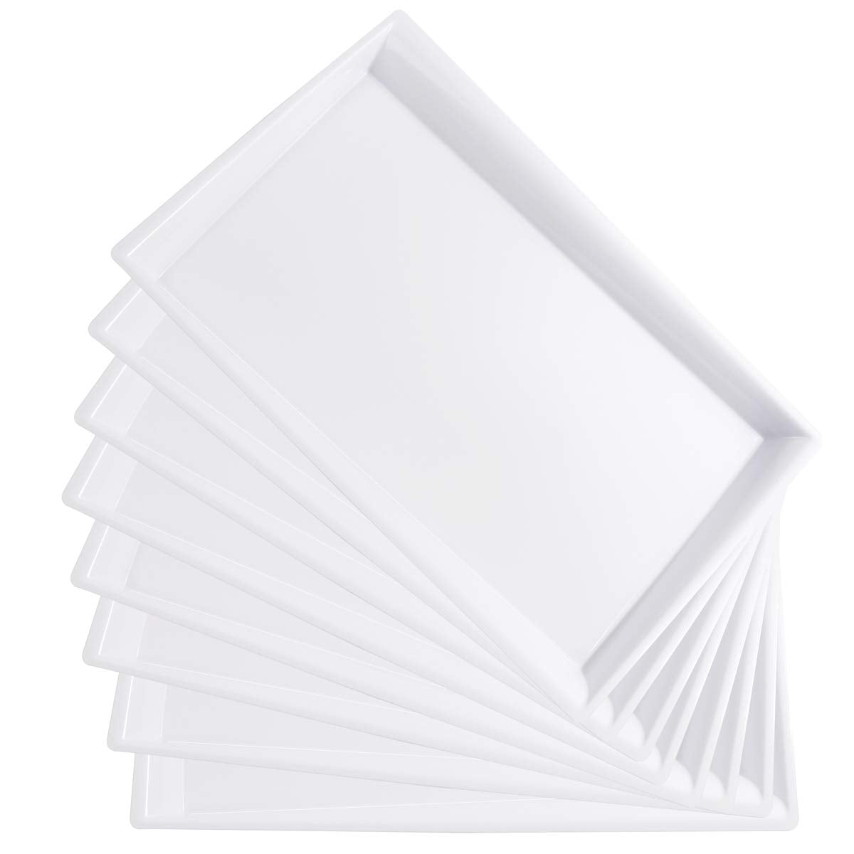 I00000 bandeja plástica blanca rectangular 15x10 para servir comidas en fiestas