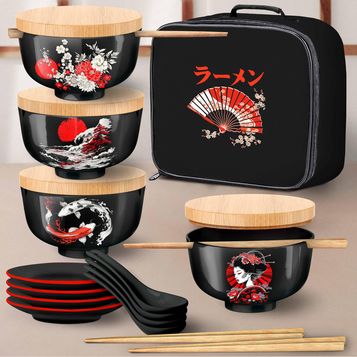 i2 Home tazones ramen cerámicos de 32 onzas: porciones generosas para caldos