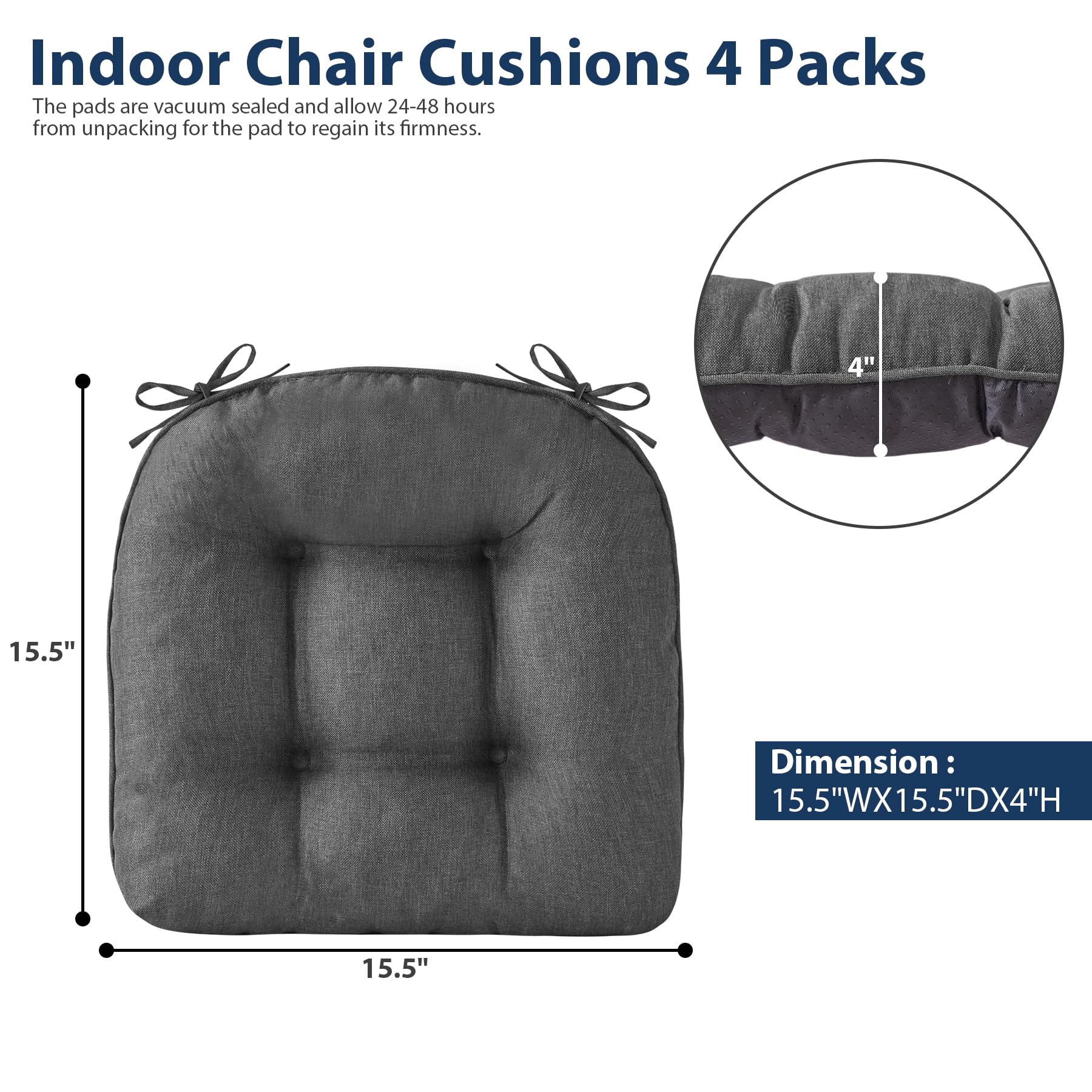 IASEAHK cojín de silla para cocina, juego de cuatro, estable
