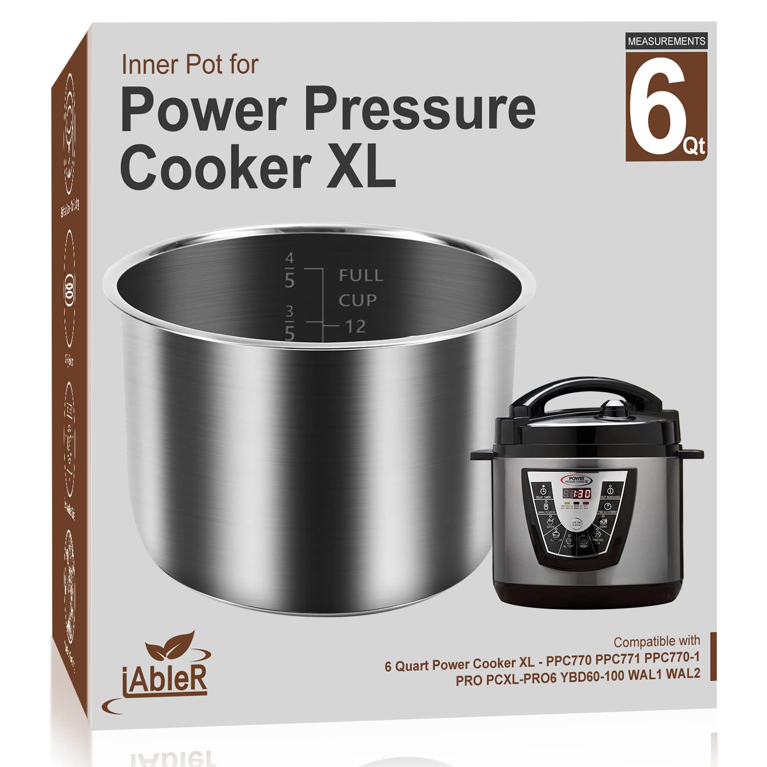 iAbler olla interna de 6qt en acero inoxidable para Power Cooker XL, duradera