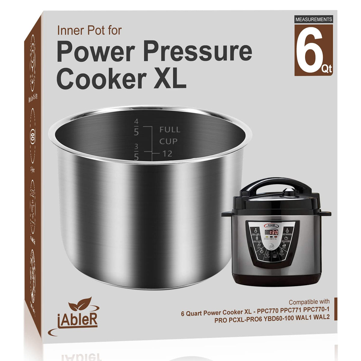 iAbler olla interna de 6qt en acero inoxidable para Power Cooker XL, duradera
