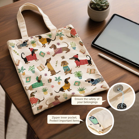Ialtsidws tote dachshund bolsillo interior con cremallera para objetos de valor