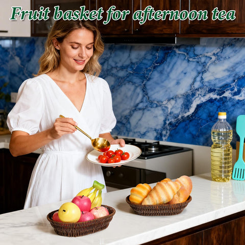 IANFAN bandeja oval de mimbre para servir alimentos