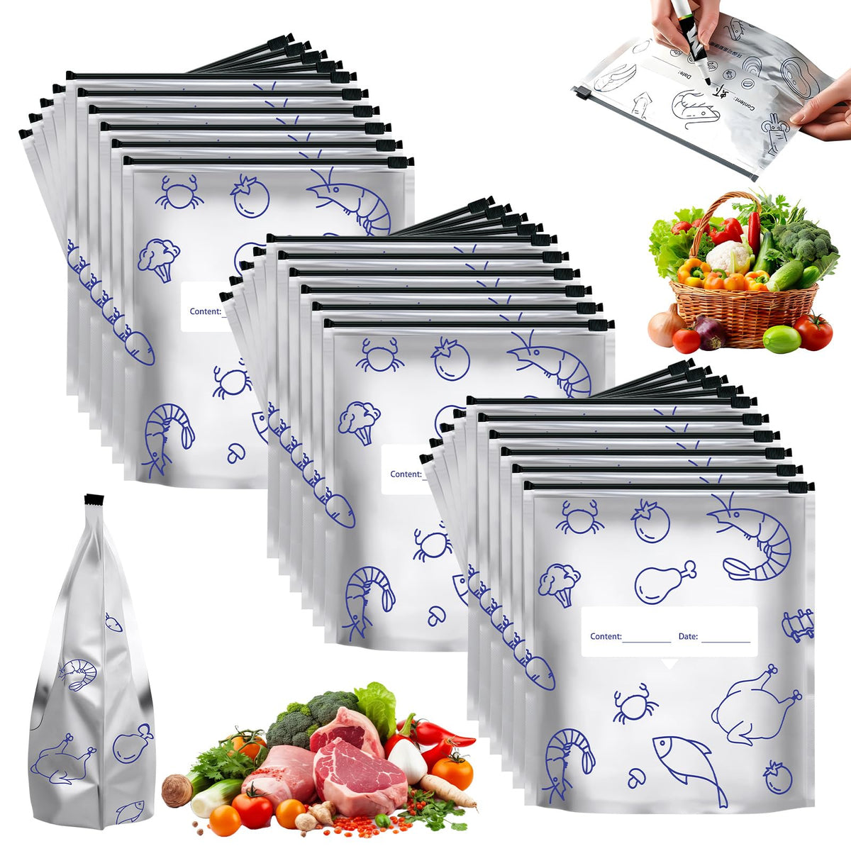 Iaolose bolsas de aluminio con cierre hermético para conservar frescura