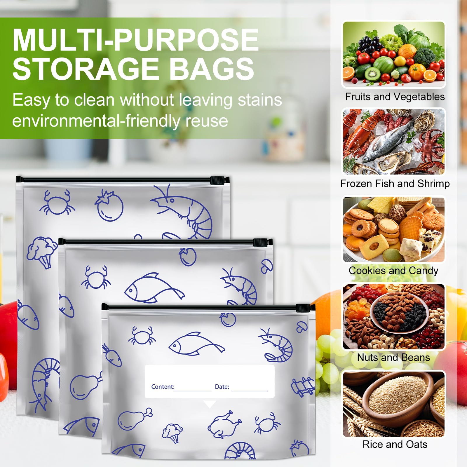  Iaolose bolsas conservan frescura y sabor para frutas, verduras y carnes