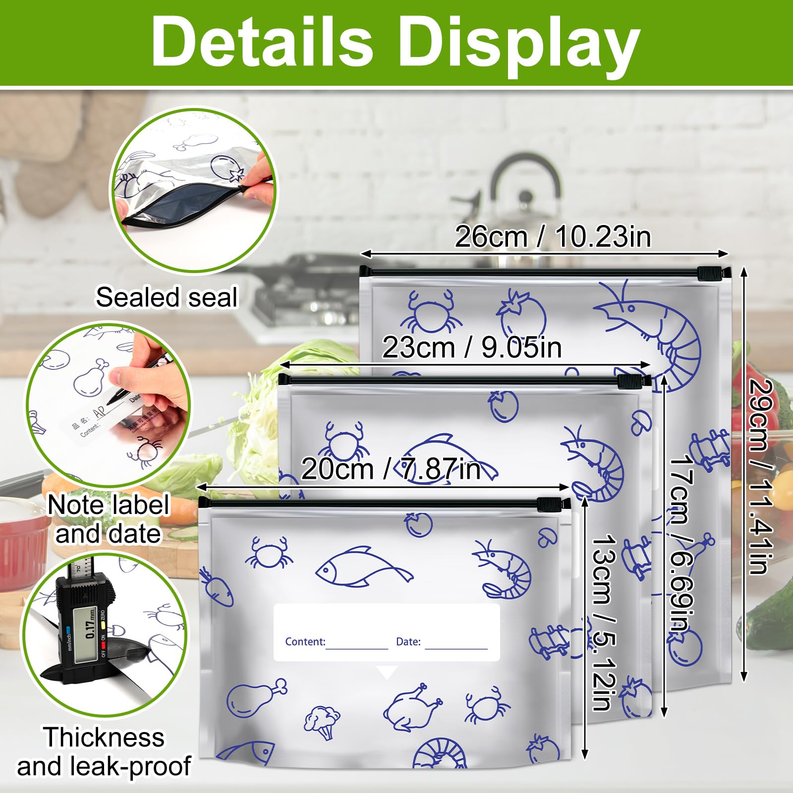  Iaolose bolsas reutilizables de aluminio aptas para despensa y congelador