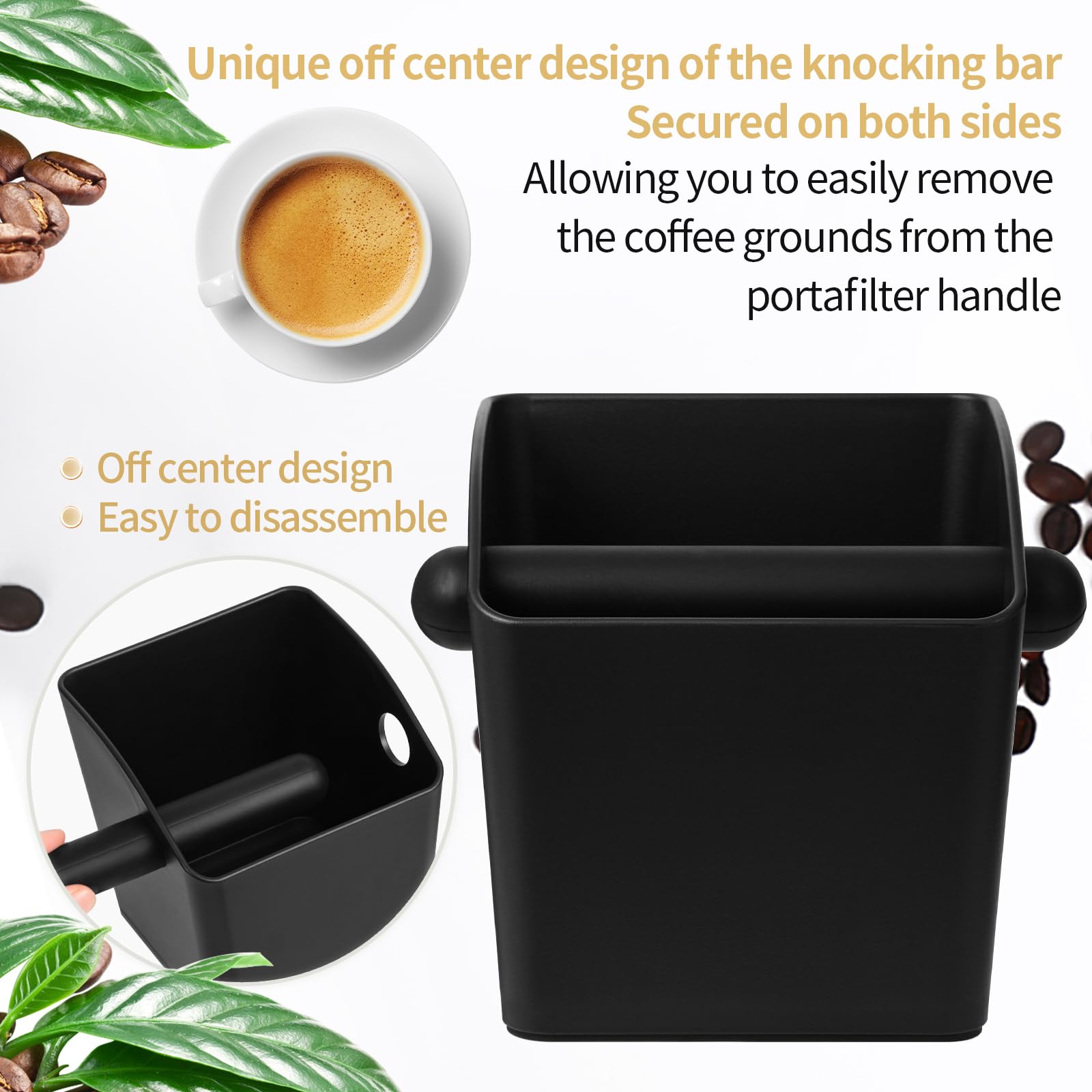 IAOSEN caja de posos grande cuadrado recipiente durable para café expreso en casa