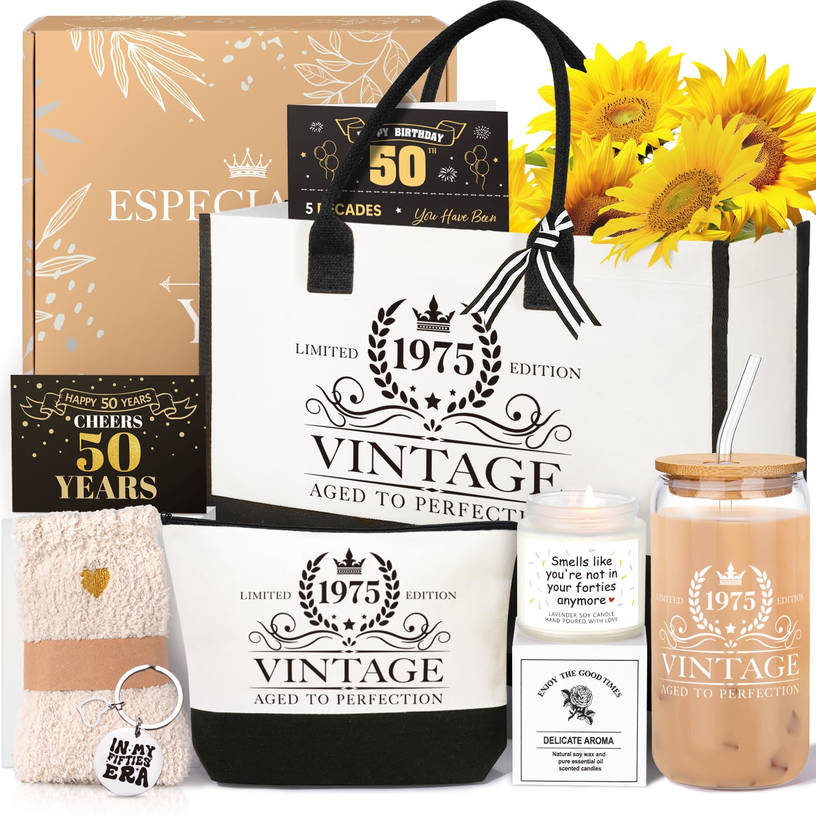 iAOVUEBY bolsa tote de canvas para 50 aniversario, práctica y elegante.