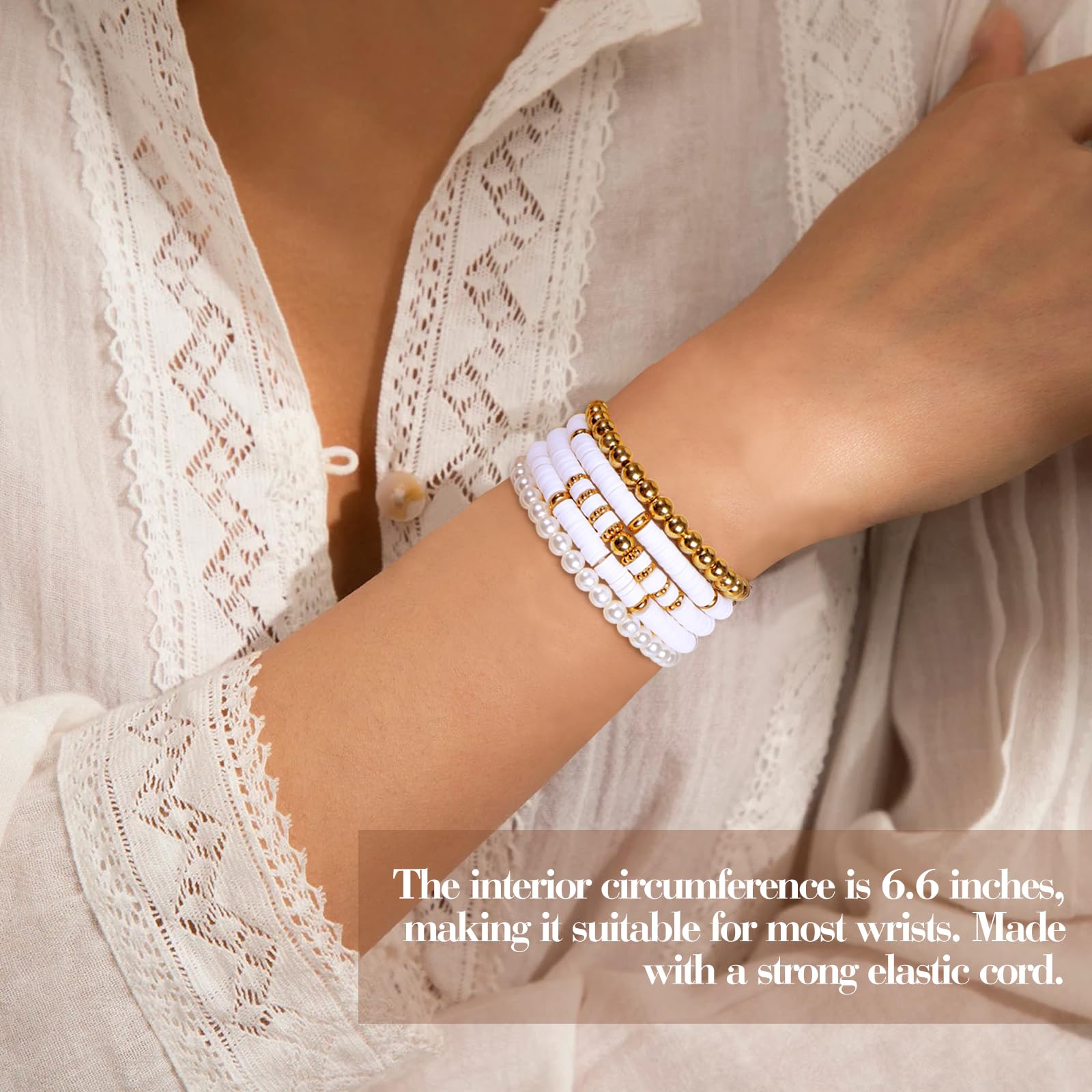iAOVUEBY pulseras de arcilla, cinco piezas, elásticas y ligeras