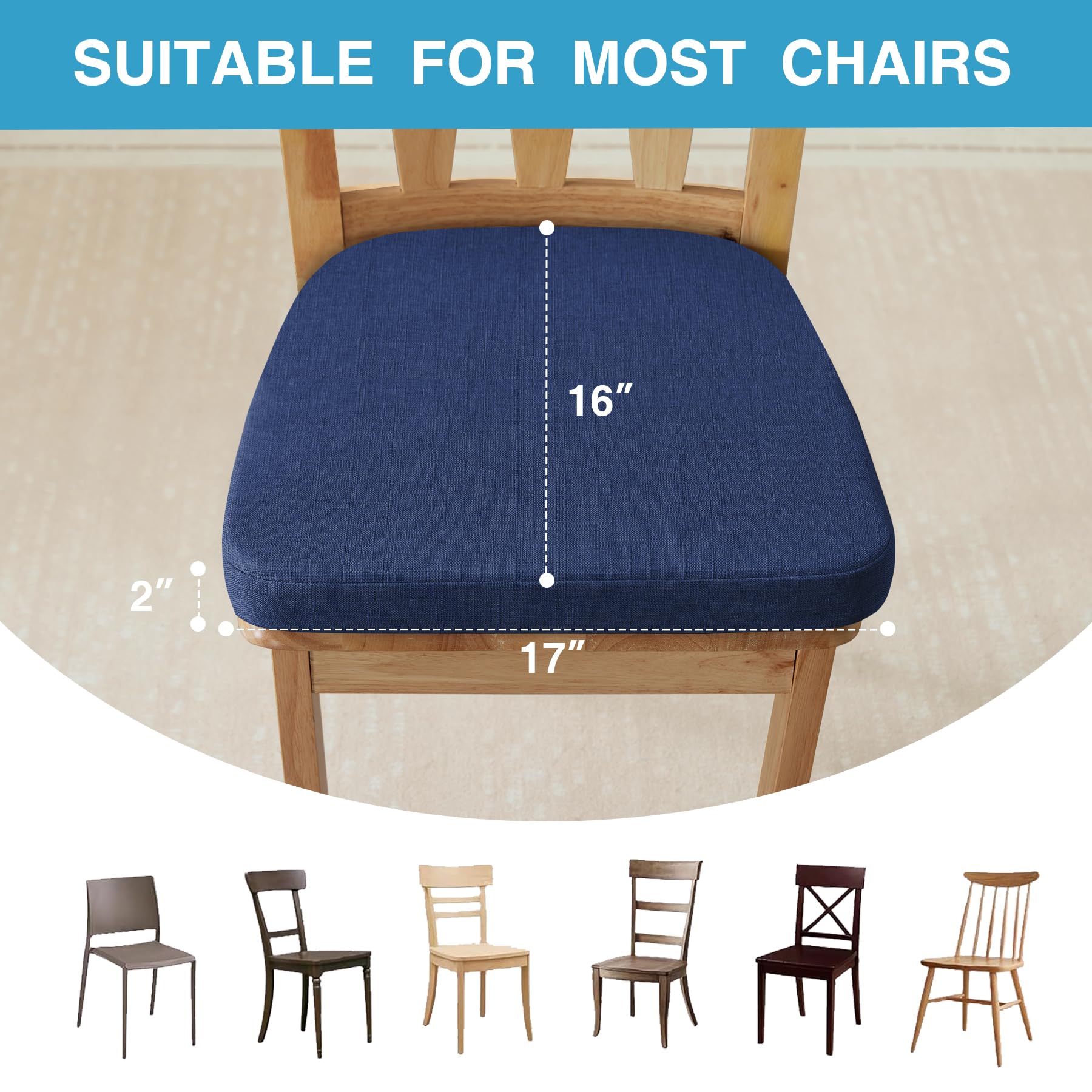IASEAHK cojines para silla, dimensiones 17x16 pulgadas, se adaptan a la mayoría.