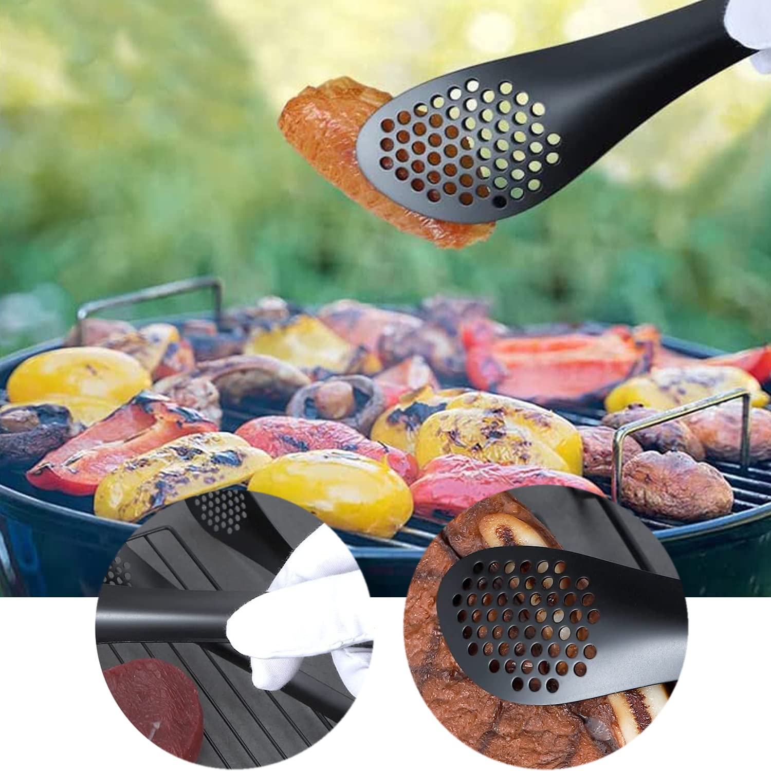 IAXSEE pinzas grandes para servir, voltear alimentos con facilidad