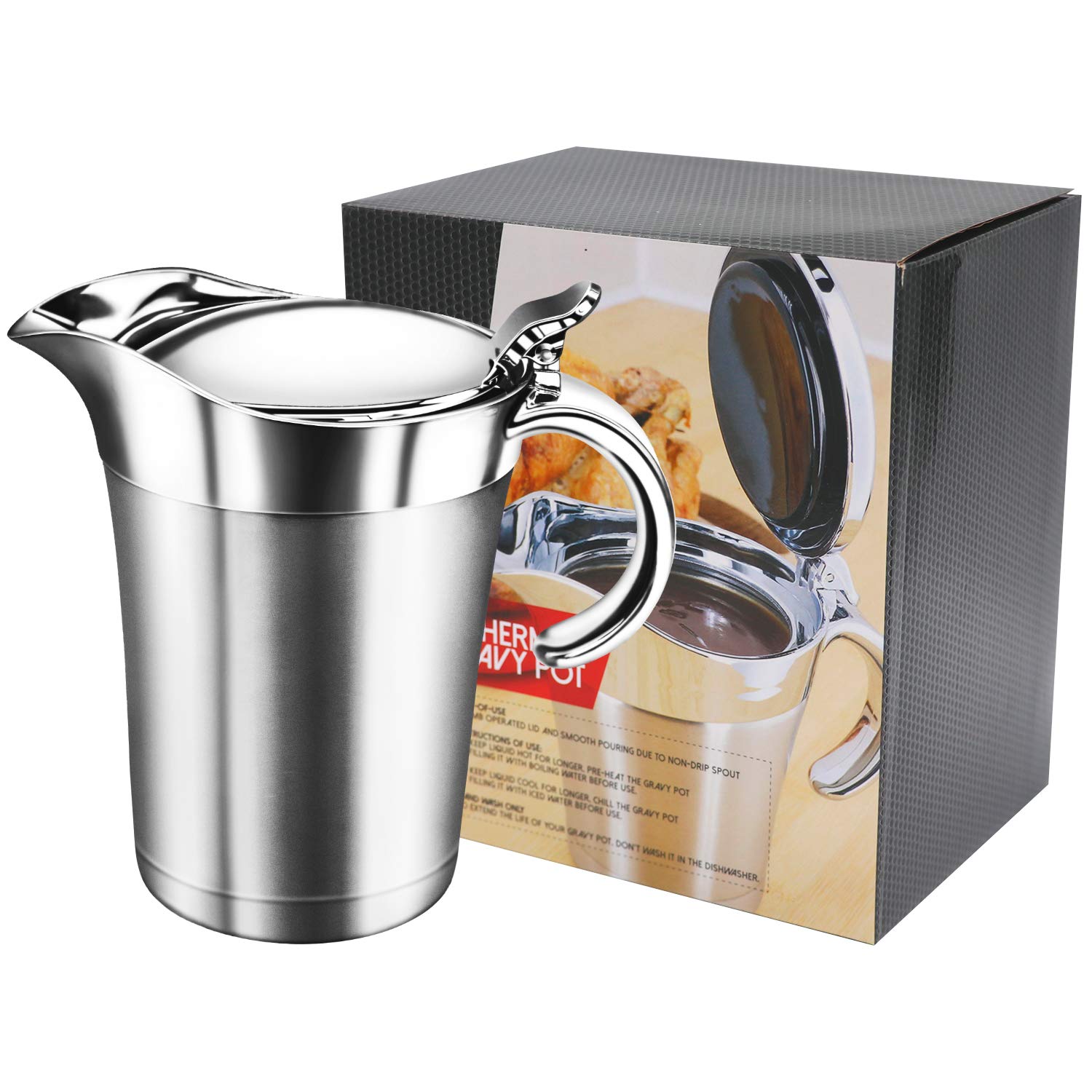 Salsera IAXSEE de 750 ml con doble pared para mantener caliente la salsa