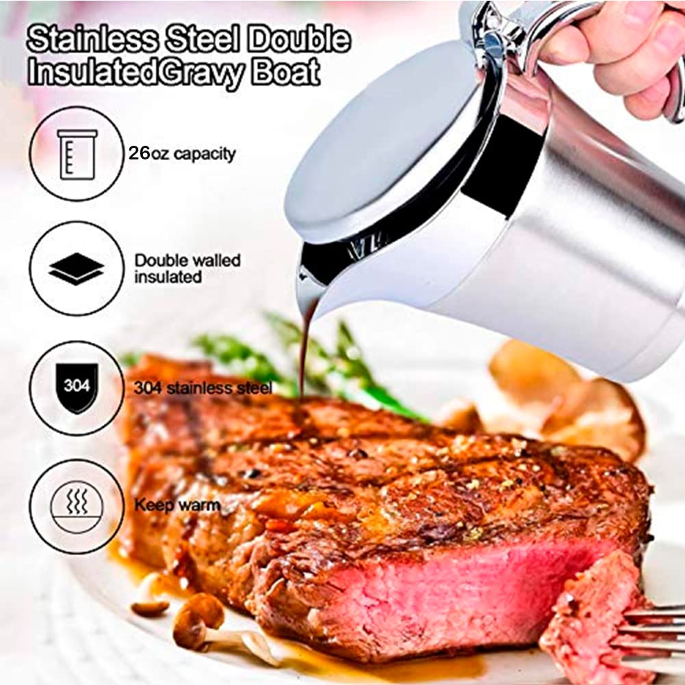 Salsera IAXSEE en acero inoxidable 304 para conservar temperatura y sabor
