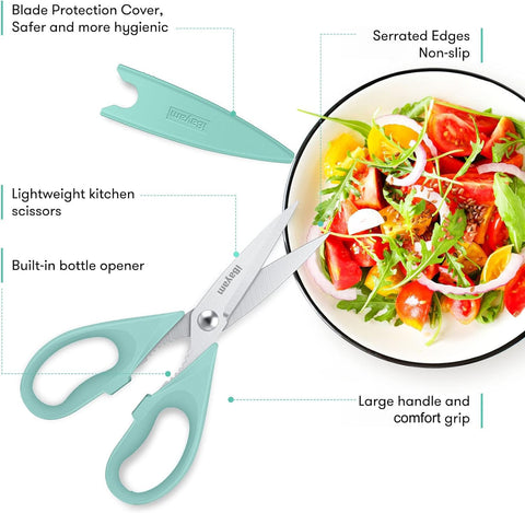 iBayam tijeras de acero inoxidable con hojas afiladas para carne y verduras.