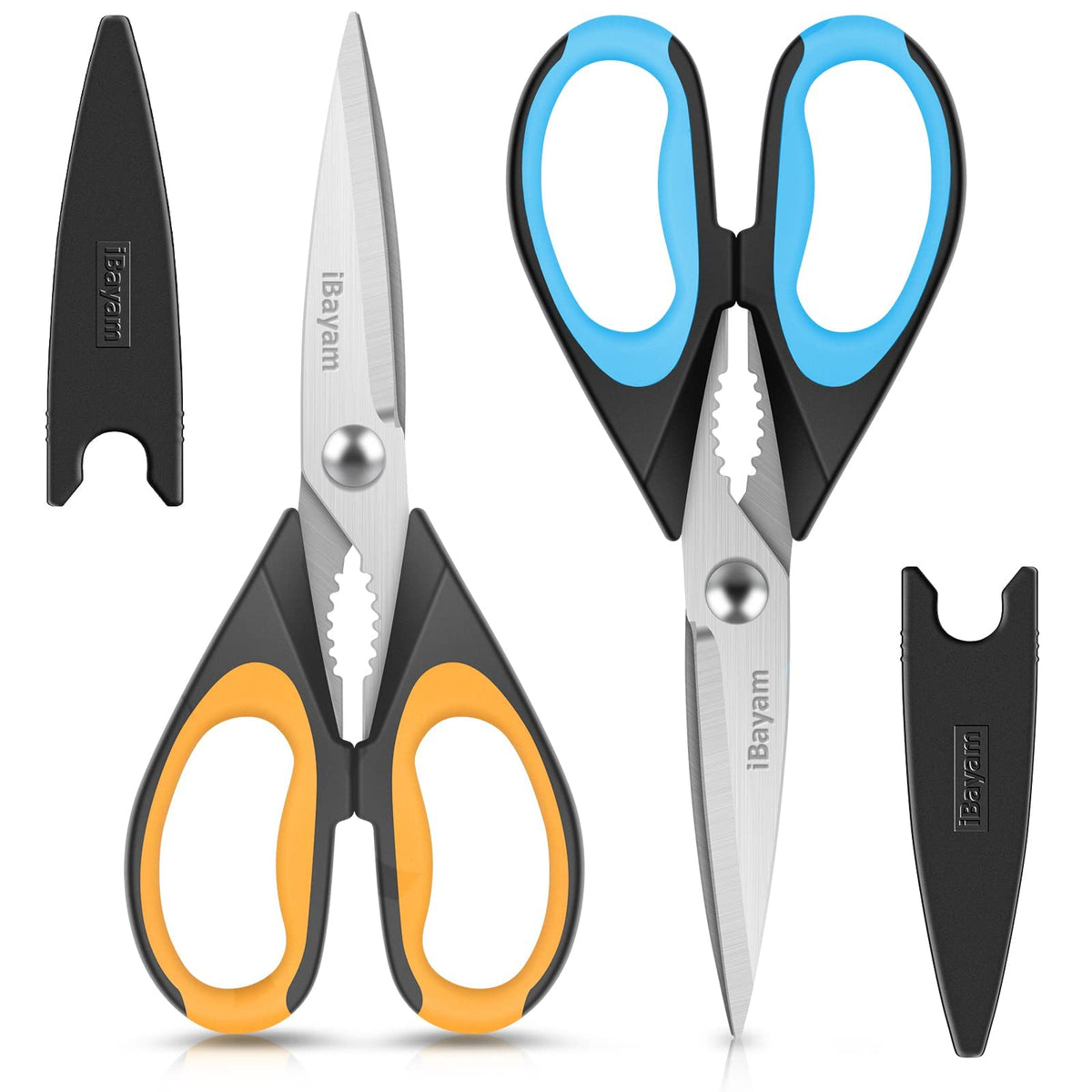 iBayam tijeras de cocina 9 pulgadas, dos-pack para cortar carnes y verduras.