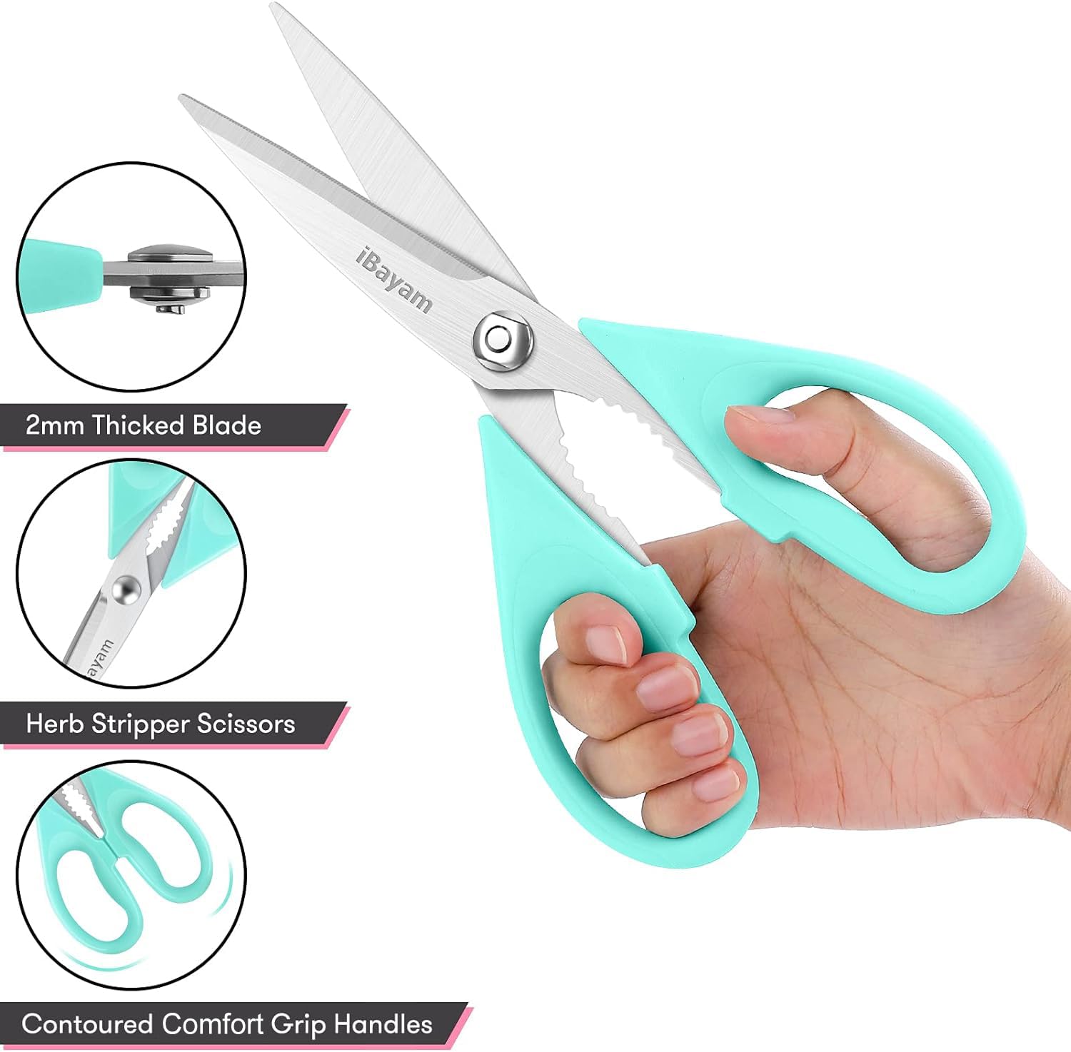 iBayam tijeras cocina aptas para lavavajillas, duraderas y fáciles de mantener