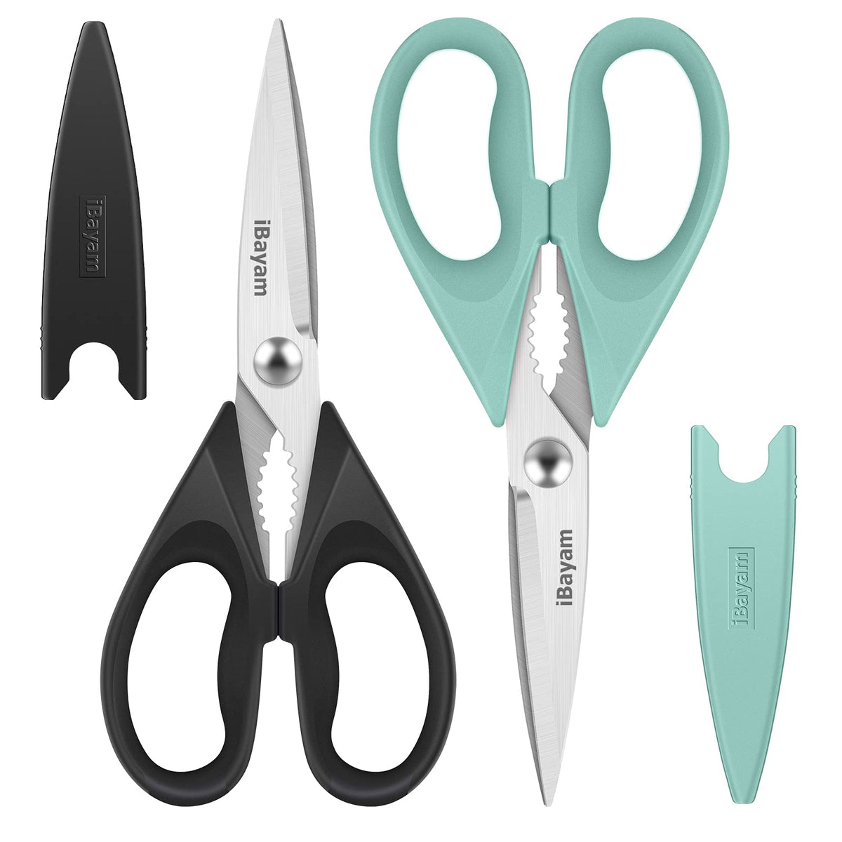 iBayam tijeras de cocina en set de dos para uso versátil en casa.