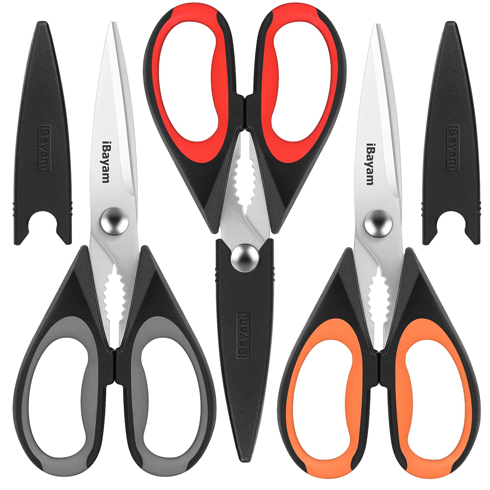 Tijeras de cocina iBayam 3-pack de 8,5 pulgadas para múltiples tareas en casa.
