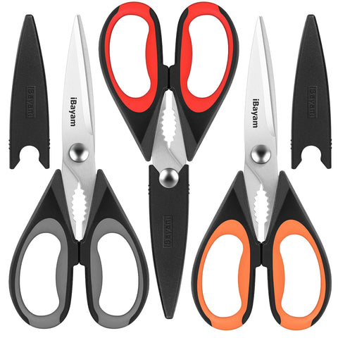 Tijeras de cocina iBayam 3-pack de 8,5 pulgadas para múltiples tareas en casa.