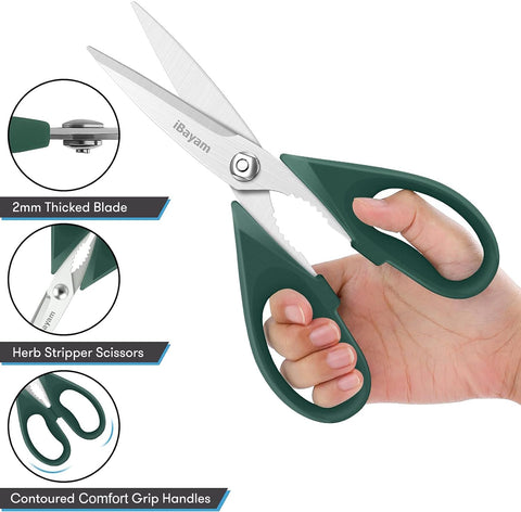 Tijeras de uso múltiple iBayam en colores variados para distintas tareas.