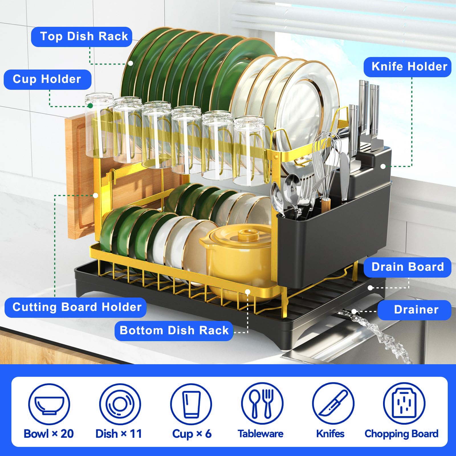 IBEDMAZIE organizador con recoge-utensilios para cocina ordenada.