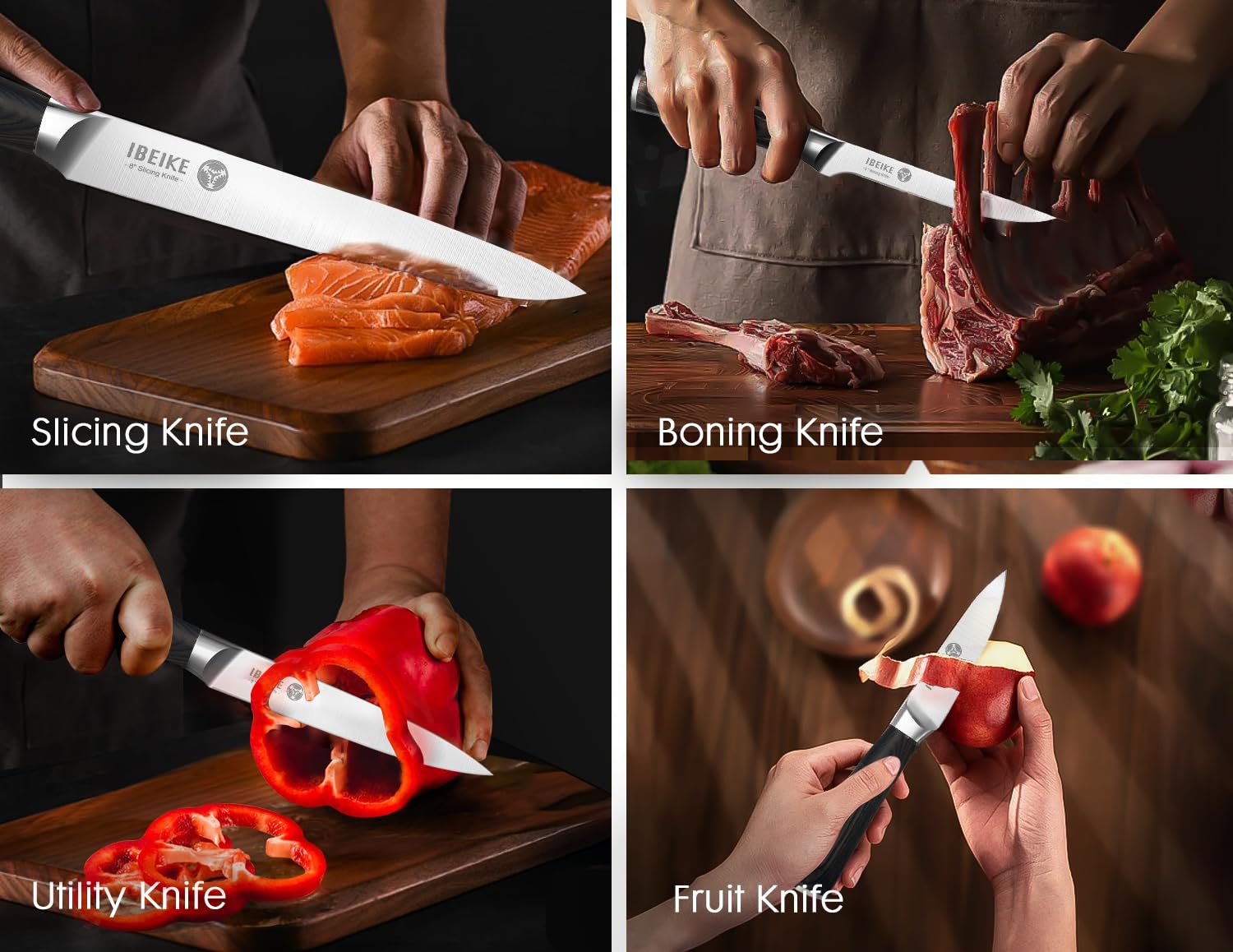 IBEIKE cuchillo deshuesar 5 pulgadas, deshuesado limpio y seguro.