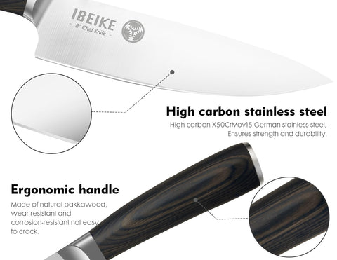 IBEIKE cuchillo santoku 7 pulgadas, versátil para verduras y carne.