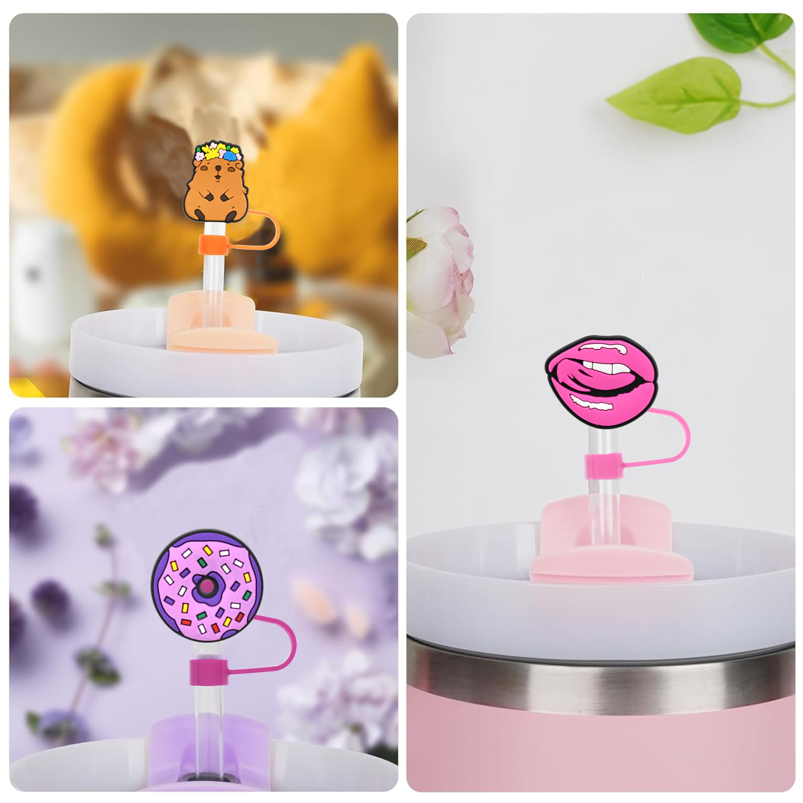 Ibuclein tapas con diseños brillantes para pajillas personaliza bebidas