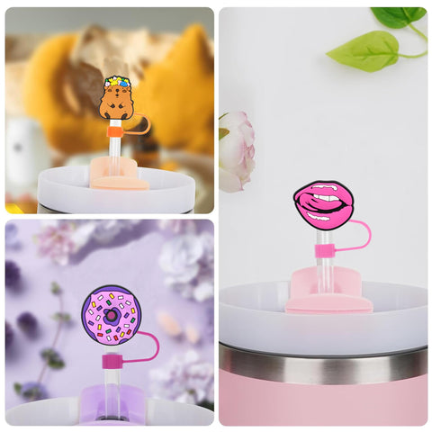 Ibuclein tapas con diseños brillantes para pajillas personaliza bebidas